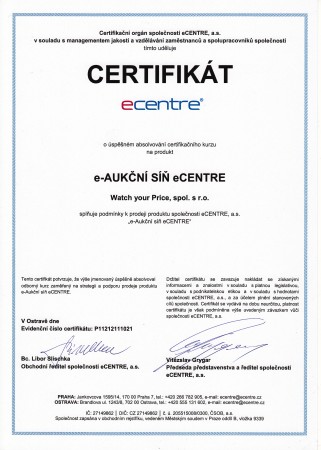 eCentre Certifikát
